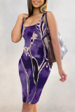 Brown Leopard Camouflage Print U Neck Sleeveless Vacation Bodycon Midi Tank Dress