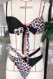 Leopard print Nylon Patchwork Two Piece Suits Europe and America Tankinis Set