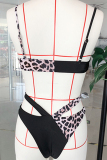Leopard print Nylon Patchwork Two Piece Suits Europe and America Tankinis Set