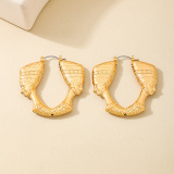 Glod Human Face Hoop Earrings