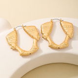 Glod Human Face Hoop Earrings