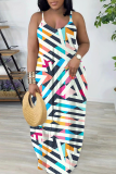 Purple Graphics Print Sleeveless Backless Floor Length Vacation Baggy Plus Size Sundress Slip Maxi Dress