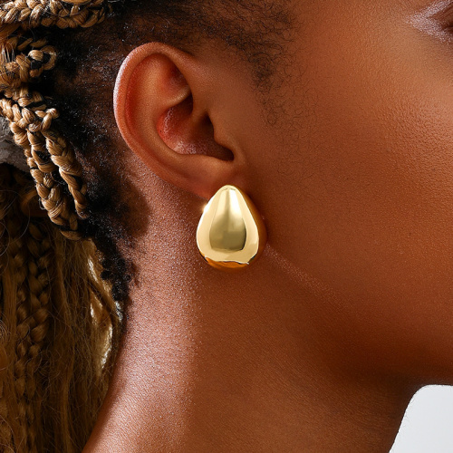 Glod Large Chubby Water Drop Earrings
