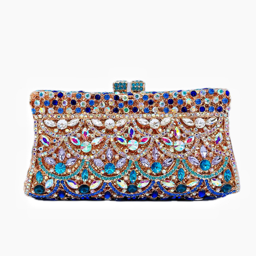 Silver Blue Prom Party Club Colored Diamonds Hollow Out Crossbody Bags Handbags