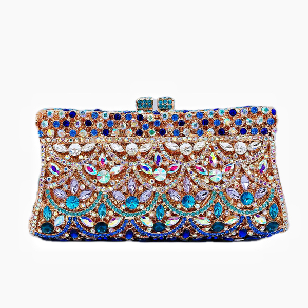 Silver Blue Prom Party Club Colored Diamonds Hollow Out Crossbody Bags Handbags