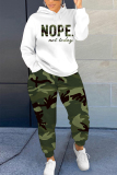 Denim Blue Sportwear Contrast Letter Cartoon Print Hooded Long Sleeve Sweatshirt and Sweatpants Fall Winter Two Pieces Sweatsuits Sets