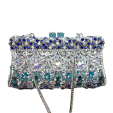 Silver Blue Prom Party Club Colored Diamonds Hollow Out Crossbody Bags Handbags