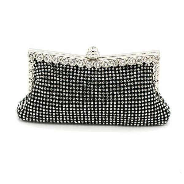 Black Party Club Celebrities Solid Color Rhinestone Decor Sequined Crossbody Bags Handbags
