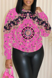 Black Casual Floral Cartoon Cherry Print Round Neck Long Sleeve Sweatshirts Tops