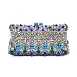 Silver Blue Prom Party Club Colored Diamonds Hollow Out Crossbody Bags Handbags