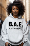 Brown Casual Lettter Print Long Sleeve Fall Winter Hooded Sweatshirts