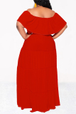 Black Off Shoulder Flutter Sleeve Long Loose Vacation Plus Size Maxi Dresses