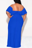 Black Ruffled Off Shoulder Short Sleeve Casual Outing Vacation Bodycon Maxi Dress