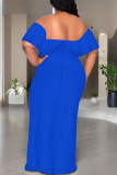 Black Ruffled Off Shoulder Short Sleeve Casual Outing Vacation Bodycon Maxi Dress