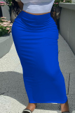 Black Casual High Waist Skinny Maxi Skirt