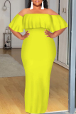 Black Ruffled Off Shoulder Short Sleeve Casual Outing Vacation Bodycon Maxi Dress