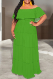 Black Off Shoulder Flutter Sleeve Long Loose Vacation Plus Size Maxi Dresses