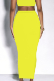 Black Casual High Waist Skinny Maxi Skirt