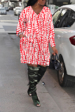 Black Orange Graphics Print V Neck Long Sleeve Casual Vacation Mini Dresses