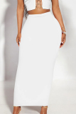 Black Casual High Waist Skinny Maxi Skirt