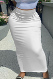 Black Casual High Waist Skinny Maxi Skirt