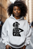 Brown Casual Lettter Print Long Sleeve Fall Winter Hooded Sweatshirts