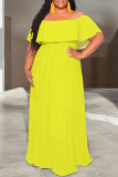 Black Off Shoulder Flutter Sleeve Long Loose Vacation Plus Size Maxi Dresses