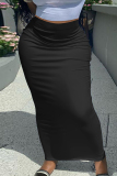Black Casual High Waist Skinny Maxi Skirt