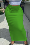 Black Casual High Waist Skinny Maxi Skirt