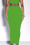 Black Casual High Waist Skinny Maxi Skirt