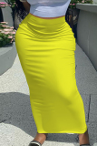 Black Casual High Waist Skinny Maxi Skirt