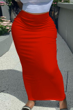 Black Casual High Waist Skinny Maxi Skirt