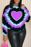 Light Purple Casual Love Print O Neck Long Sleeve Fall Winter Plus Size Sweatshirt