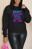 Orange Casual Letter Print O Neck Long Sleeve Fall Winter Plus Size Sweatshirt