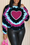 Light Purple Casual Love Print O Neck Long Sleeve Fall Winter Plus Size Sweatshirt