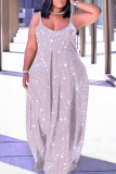 Red Graphics Print Sleeveless Backless Floor Length Casual Outing Straight Loose Floral Maxi Slip Dress