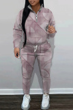 Brown Graphics Print Long Sleeve Hoodies Sweatshirt And Skinny Sweatpants Sportwear Casual Two Pieces Tracksuit Sets