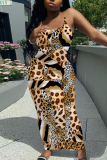 White Casual Graphics Print Sleeveless Backless Spaghetti Strap Long Bodycon Maxi Slip Dress