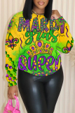 Purple Yellow Graphic Print Round Neck Long Sleeve Casual Fall Winter Sweatshirts