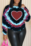 Light Purple Casual Love Print O Neck Long Sleeve Fall Winter Plus Size Sweatshirt