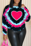 Light Purple Casual Love Print O Neck Long Sleeve Fall Winter Plus Size Sweatshirt