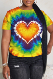 Rose Red Graphics Print O Neck Short Sleeve Casual Oversize T-Shirts