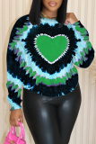 Light Purple Casual Love Print O Neck Long Sleeve Fall Winter Plus Size Sweatshirt