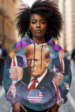 Black African Graphics Print Long Sleeve Draw String Street Fall Winter Hooded Sweatshirt