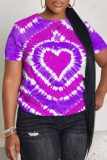 Rose Red Graphics Print O Neck Short Sleeve Casual Oversize T-Shirts