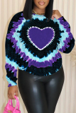 Light Purple Casual Love Print O Neck Long Sleeve Fall Winter Plus Size Sweatshirt