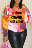 Orange Casual Letter Print O Neck Long Sleeve Fall Winter Plus Size Sweatshirt