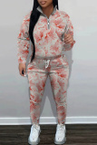 Brown Graphics Print Long Sleeve Hoodies Sweatshirt And Skinny Sweatpants Sportwear Casual Two Pieces Tracksuit Sets