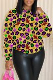 Purple Gold Graphic Print Round Neck Long Sleeve Casual Fall Winter Sweatshirts