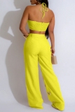 White Casual Sleeveless Cutout Design Halter Strapless Crop Top and Ripped Pants Summer Outings Two Pieces Trouser Sets